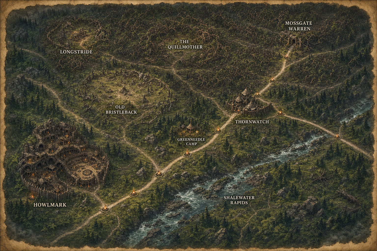 Concept illustration of the Packlaw forest homeland